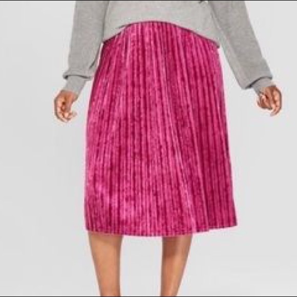 Ava & Viv Dresses & Skirts - Ava & Viv Velvet Pleated Pink Skirt